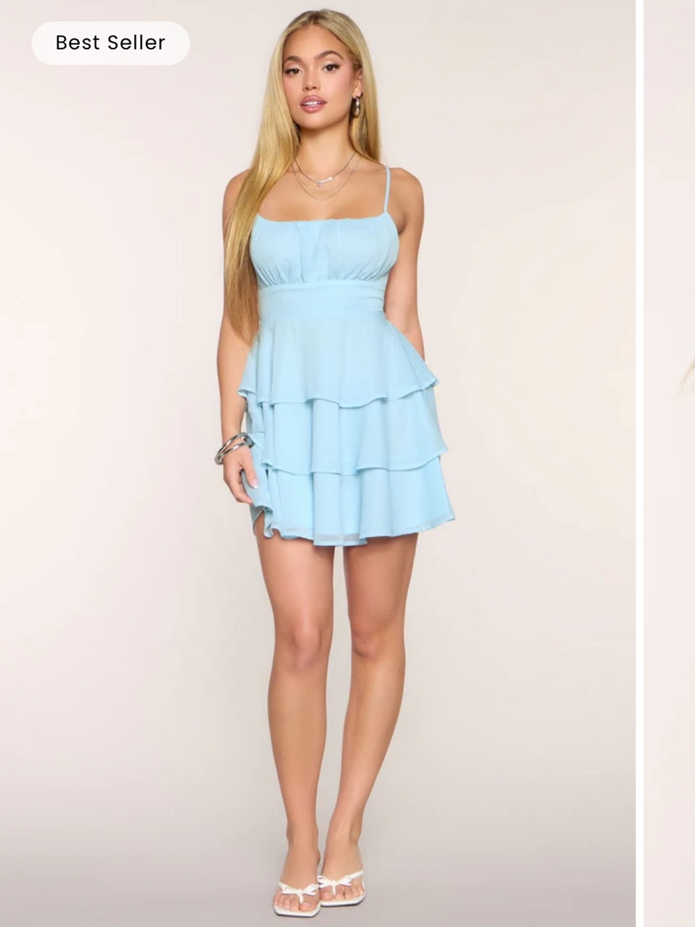 NWT Extra Sweet Chiffon Ruffle Skater Windsor Dress Light Blue Tiered Mini Dress